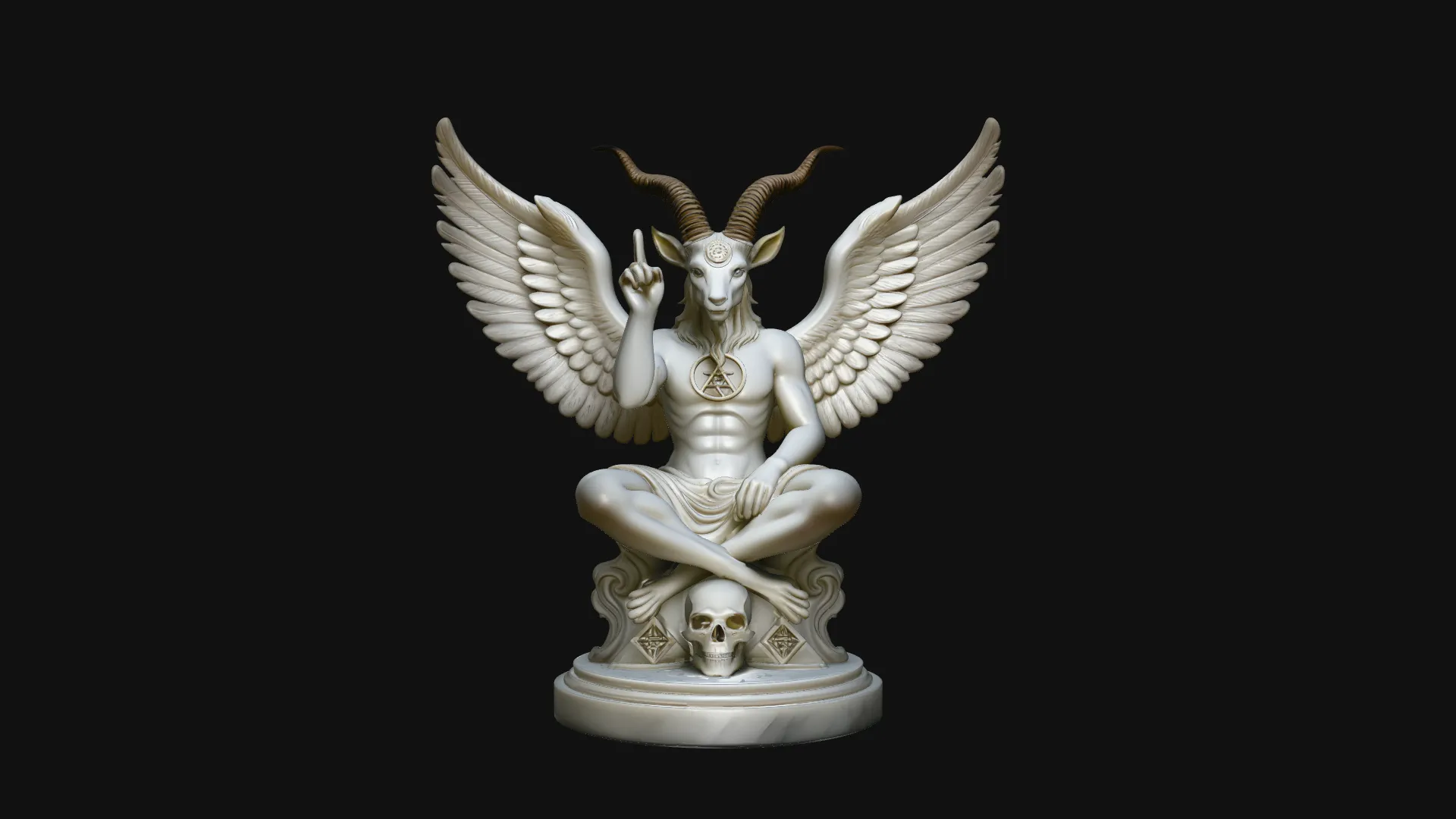 Baphomet on Skull Throne Statue Design 2 - 3D Print Model 3D Print Model .c4d .max .obj .3ds .fbx .stl .blend