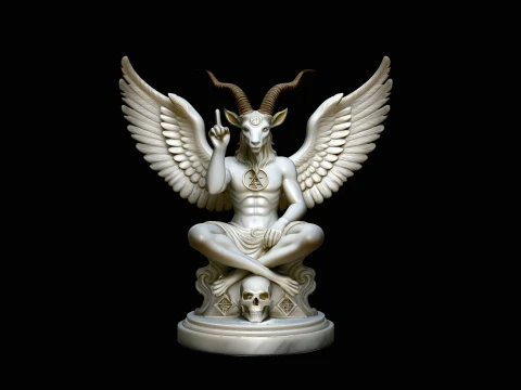 Baphomet on Skull Throne Statue Design 2 - 3D Print Model 3D Baskı Modeli