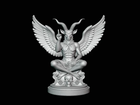 Baphomet on Skull Throne Statue Design 2 - 3D Print Model 3D Print Model