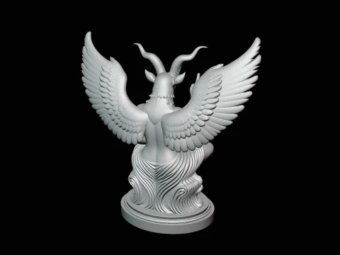 Baphomet on Skull Throne Statue Design 2 - 3D Print Model 3D Print Model