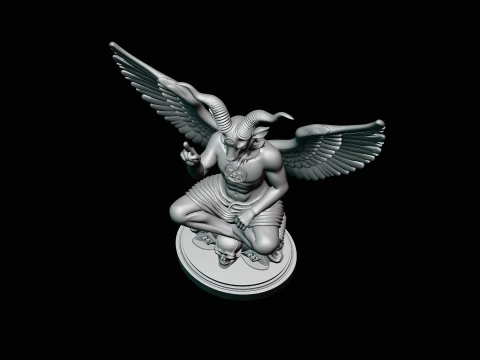 Baphomet on Skull Throne Statue Design 2 - 3D Print Model 3D Print Model