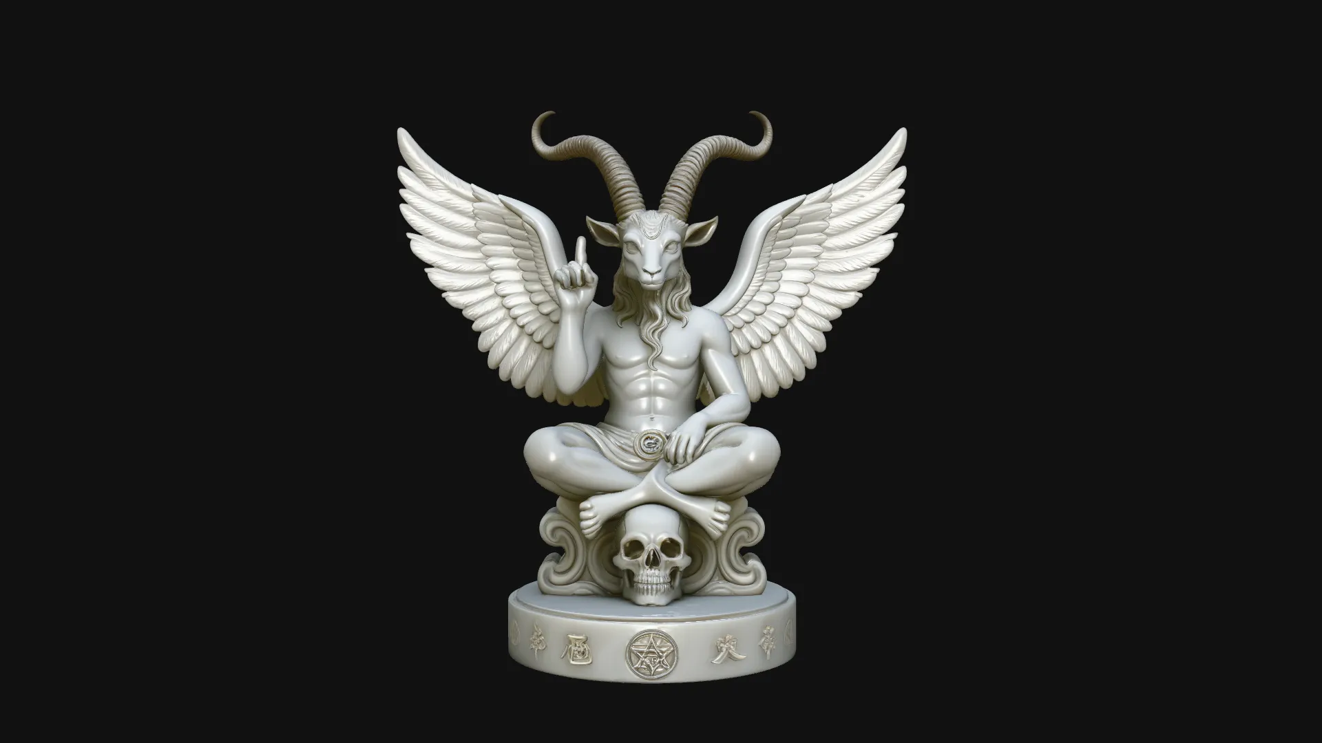 Baphomet on Skull Throne Statue Design 3 - 3D Print Model 3D Print Model .c4d .max .obj .3ds .fbx .stl .blend 