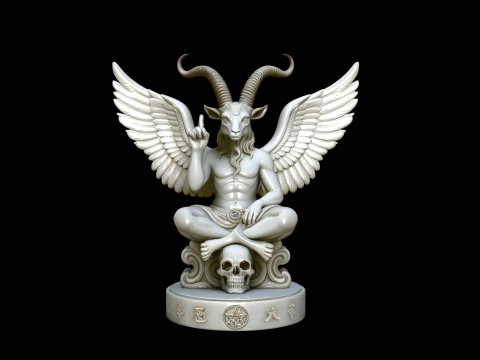 Baphomet on Skull Throne Statue Design 3 - 3D Print Model 3D printmodel