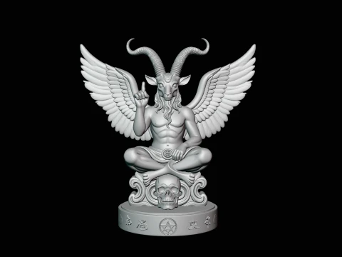 Baphomet on Skull Throne Statue Design 3 - 3D Print Model 3D Print Model