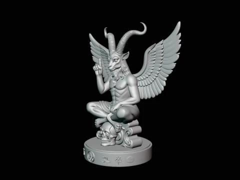 Baphomet on Skull Throne Statue Design 3 - 3D Print Model 3D Print Model