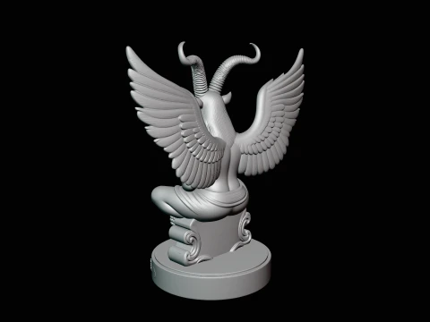 Baphomet on Skull Throne Statue Design 3 - 3D Print Model 3D Print Model