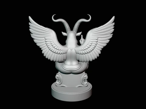 Baphomet on Skull Throne Statue Design 3 - 3D Print Model 3D Print Model