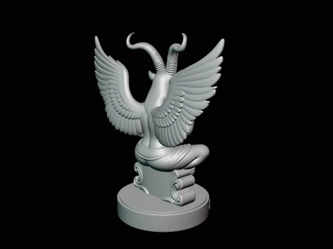 Baphomet on Skull Throne Statue Design 3 - 3D Print Model 3D Print Model