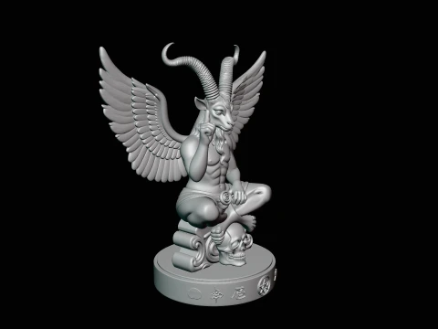 Baphomet on Skull Throne Statue Design 3 - 3D Print Model 3D Print Model