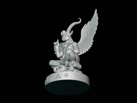 Baphomet on Skull Throne Statue Design 3 - 3D Print Model 3D Print Model
