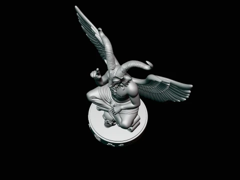 Baphomet on Skull Throne Statue Design 3 - 3D Print Model 3D Print Model