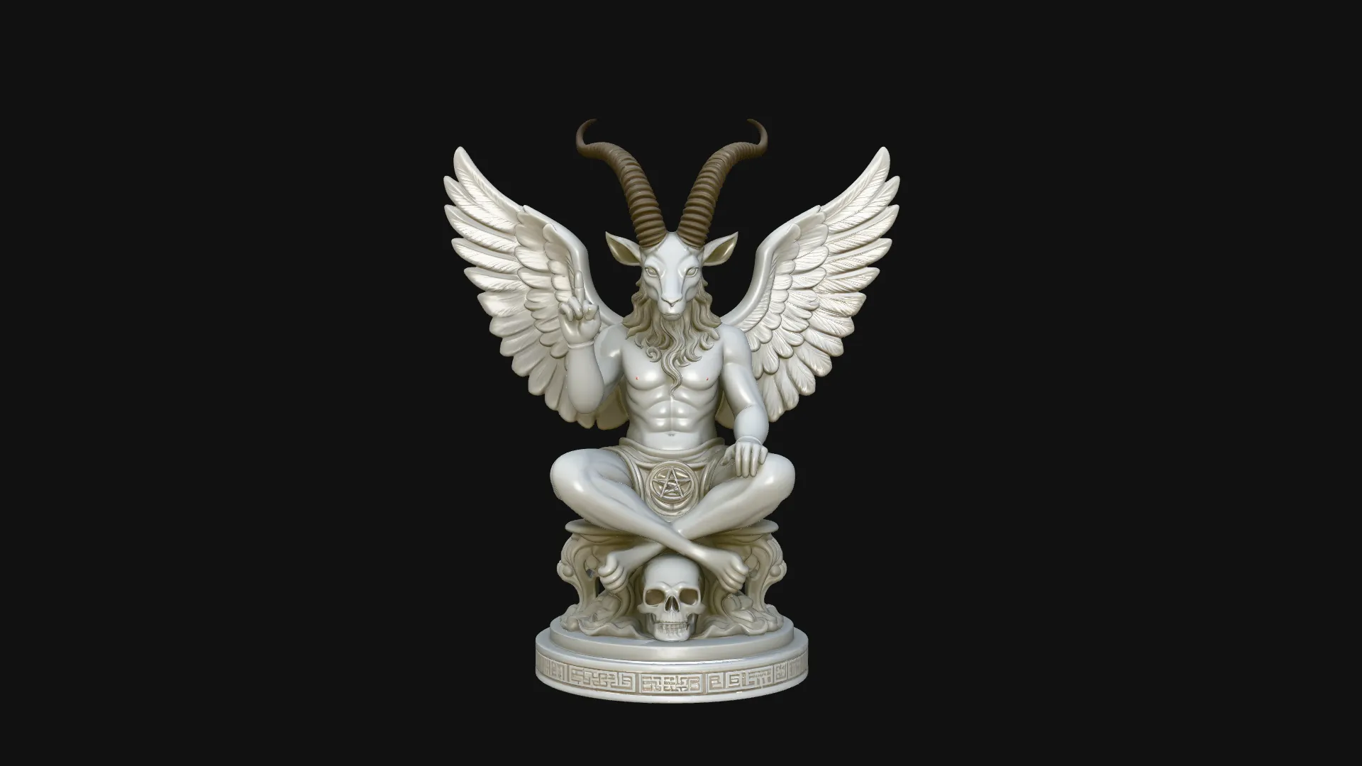 Baphomet on Skull Throne Statue Design 4 - 3D Print Model 3D Print Model .c4d .max .obj .3ds .fbx .stl .blend 