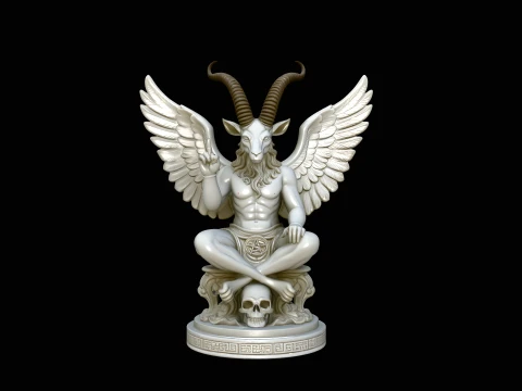 Baphomet on Skull Throne Statue Design 4 - 3D Print Model 3Dプリントモデル