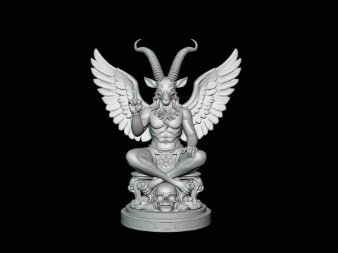 Baphomet on Skull Throne Statue Design 4 - 3D Print Model 3D Print Model
