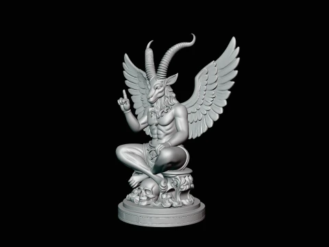 Baphomet on Skull Throne Statue Design 4 - 3D Print Model 3D Print Model