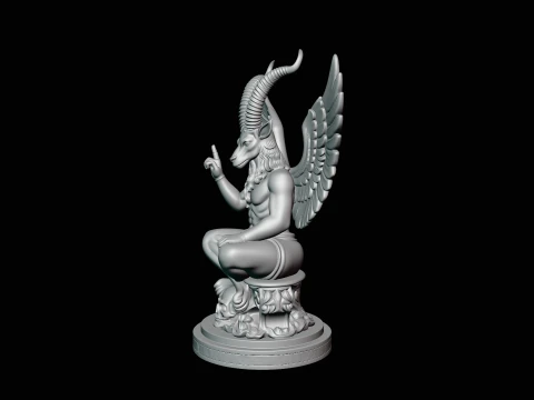Baphomet on Skull Throne Statue Design 4 - 3D Print Model 3D Print Model