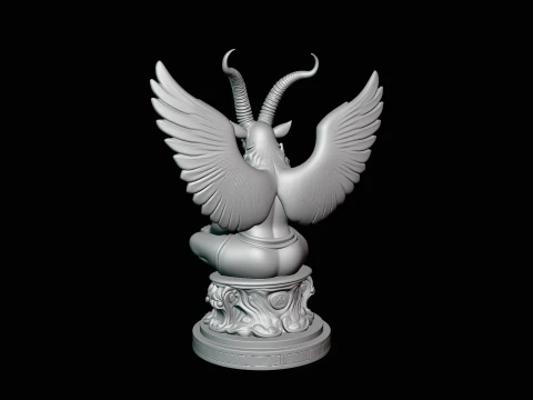 Baphomet on Skull Throne Statue Design 4 - 3D Print Model 3D Print Model