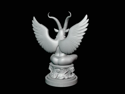 Baphomet on Skull Throne Statue Design 4 - 3D Print Model 3D Print Model