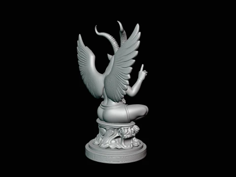 Baphomet on Skull Throne Statue Design 4 - 3D Print Model 3D Print Model