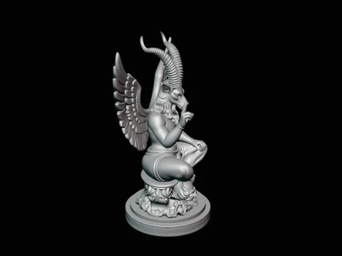 Baphomet on Skull Throne Statue Design 4 - 3D Print Model 3D Print Model