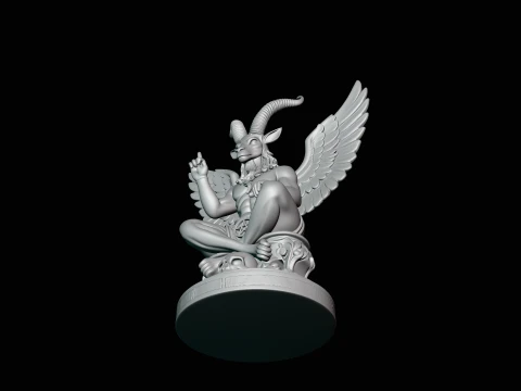 Baphomet on Skull Throne Statue Design 4 - 3D Print Model 3D Print Model
