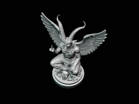 Baphomet on Skull Throne Statue Design 4 - 3D Print Model 3D Print Model