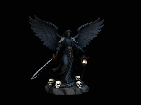 Angel of Death with Lantern Statue Design 2 - 3D Print Model 3D Принт Модель