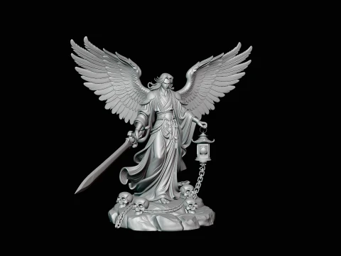 Angel of Death with Lantern Statue Design 2 - 3D Print Model 3D Print Model