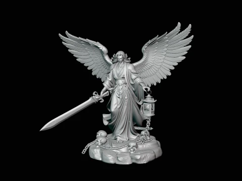Angel of Death with Lantern Statue Design 2 - 3D Print Model 3D Print Model