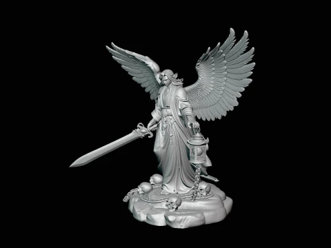 Angel of Death with Lantern Statue Design 2 - 3D Print Model 3D Print Model