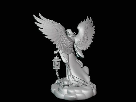 Angel of Death with Lantern Statue Design 2 - 3D Print Model 3D Print Model