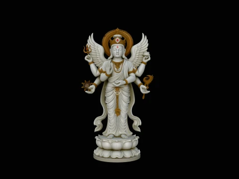 Multi-Armed Guanyin Statue Design 5 - 3D Print Model Modelo de impresión 3D
