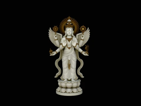 Multi-Armed Guanyin Statue Design 6 - 3D Print Model 3Dプリントモデル