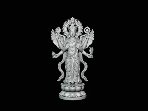 Multi-Armed Guanyin Statue Design 6 - 3D Print Model 3D Print Model