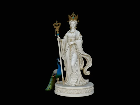Hera with Peacock Statue Design 1 - 3D Print Model 3D Print Model