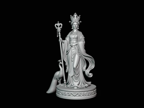 Hera with Peacock Statue Design 1 - 3D Print Model 3D Print Model