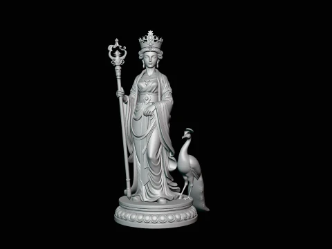 Hera with Peacock Statue Design 2 - 3D Print Model 3D Print Model