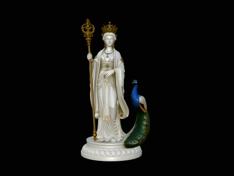 Hera with Peacock Statue Design 3 - 3D Print Model 3D Print Model