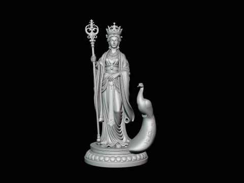 Hera with Peacock Statue Design 3 - 3D Print Model 3D Print Model