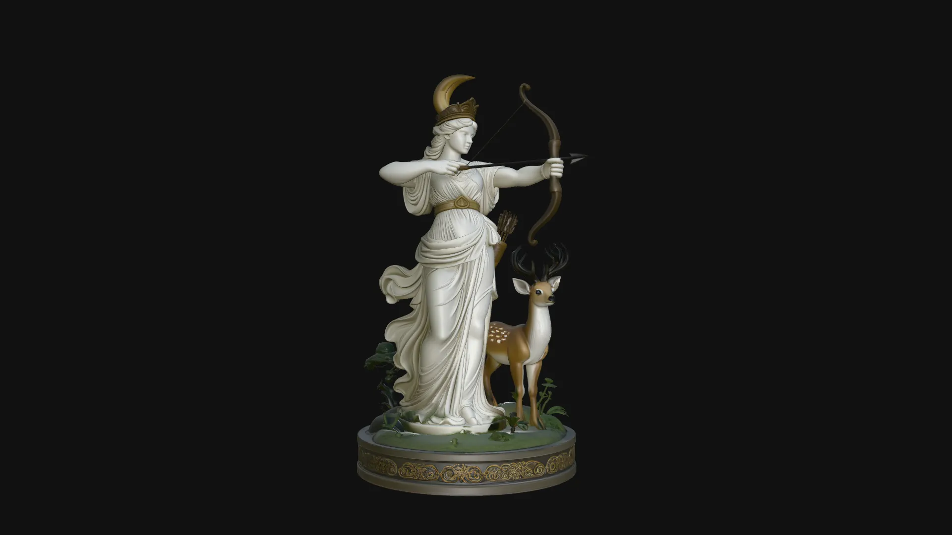 Diana the Huntress Statue Design 1 - 3D Print Model 3D Print Model .c4d .max .obj .3ds .fbx .stl .blend 