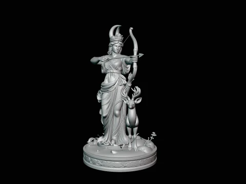 Diana the Huntress Statue Design 1 - 3D Print Model 3D Print Model