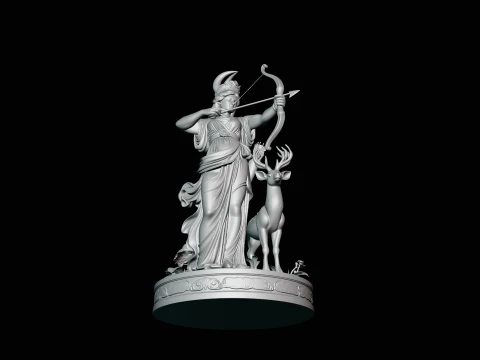 Diana the Huntress Statue Design 1 - 3D Print Model 3D Print Model