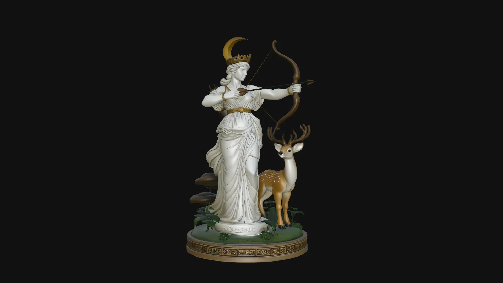 Diana the Huntress Statue Design 2 - 3D Print Model 3D Print Model .c4d .max .obj .3ds .fbx .stl .blend 