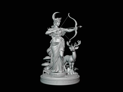 Diana the Huntress Statue Design 2 - 3D Print Model 3D Print Model