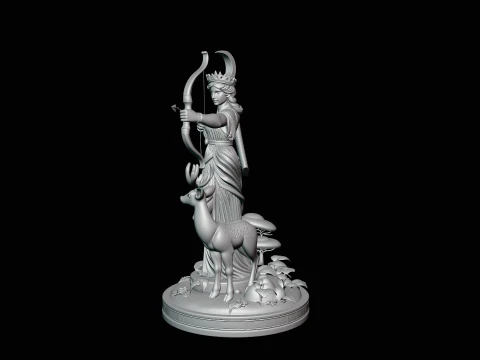 Diana the Huntress Statue Design 2 - 3D Print Model 3D Print Model