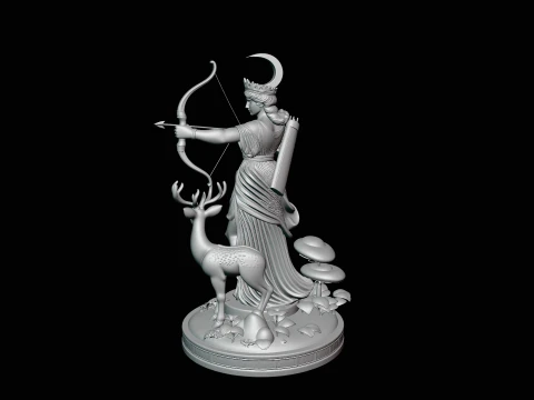 Diana the Huntress Statue Design 2 - 3D Print Model 3D Print Model
