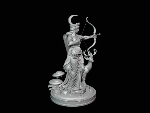 Diana the Huntress Statue Design 2 - 3D Print Model 3D Print Model
