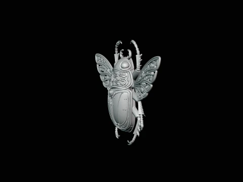 Filigree Winged Beetle Statue Design 1 - 3D Print Model 3D Print Model