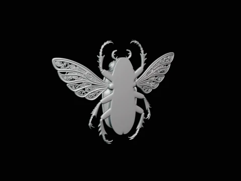 Filigree Winged Beetle Statue Design 1 - 3D Print Model 3D Print Model