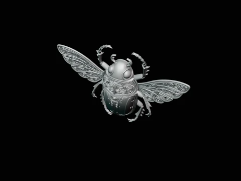 Filigree Winged Beetle Statue Design 1 - 3D Print Model 3D Print Model
